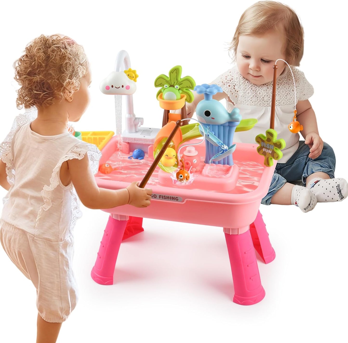 43 Piece Vegetable Washing Pink Basin Toy Water Table for Ages 3 and Up NEW