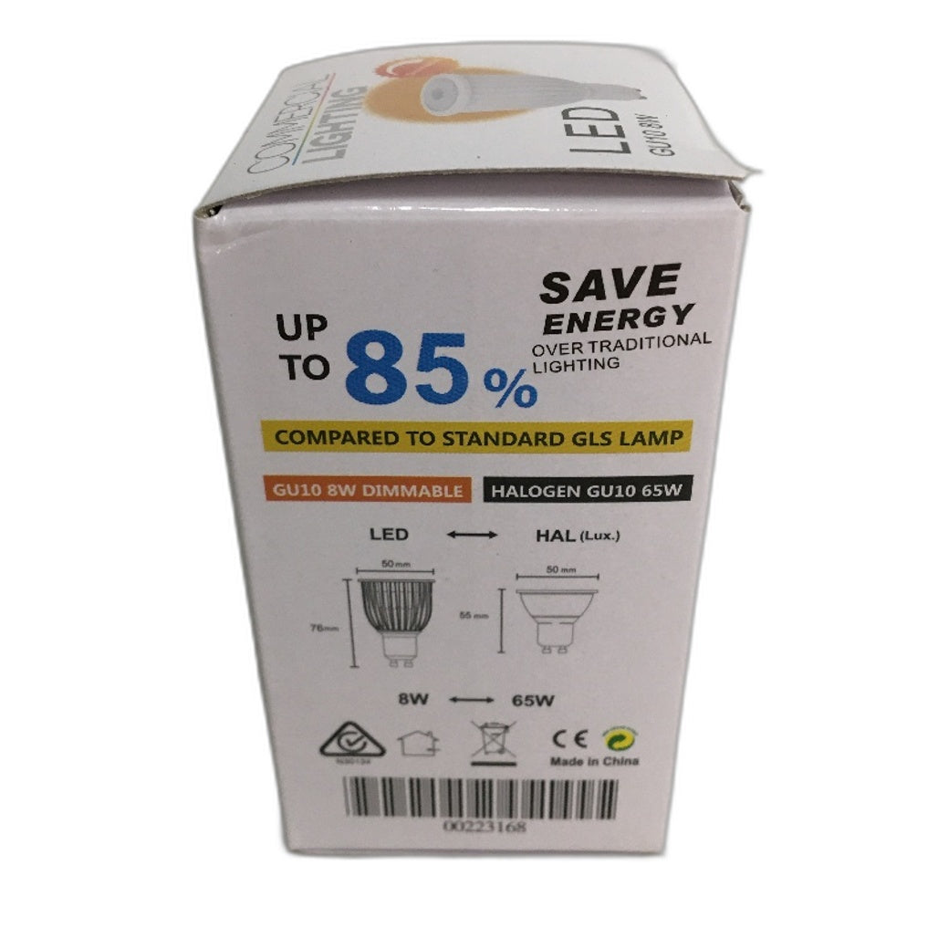 7Pandas 10 Pack GU10 8W Low Power Commercial Lighting LED Warm White Bulbs NEW