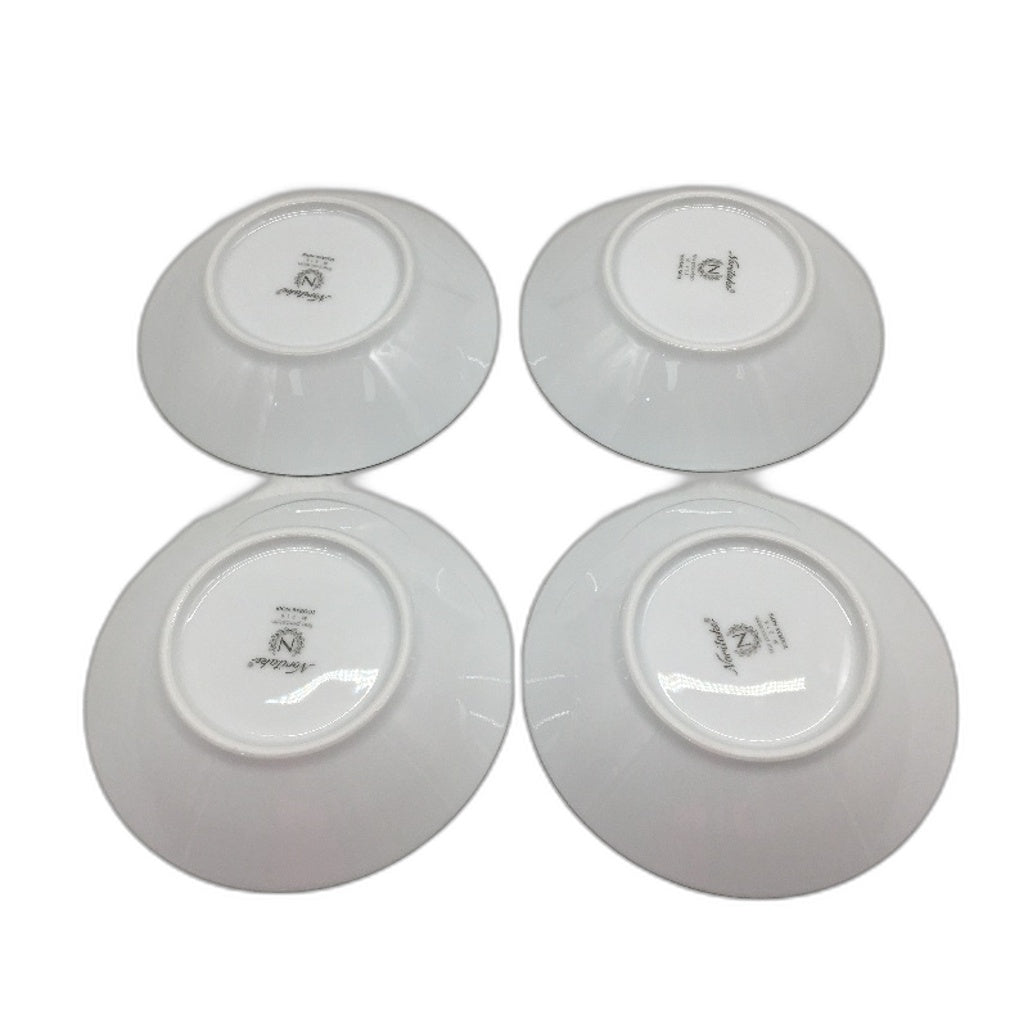 Noritake 4 x Toorak Noir Fruit Saucers White With Black & Silver Rim 14cm NEW