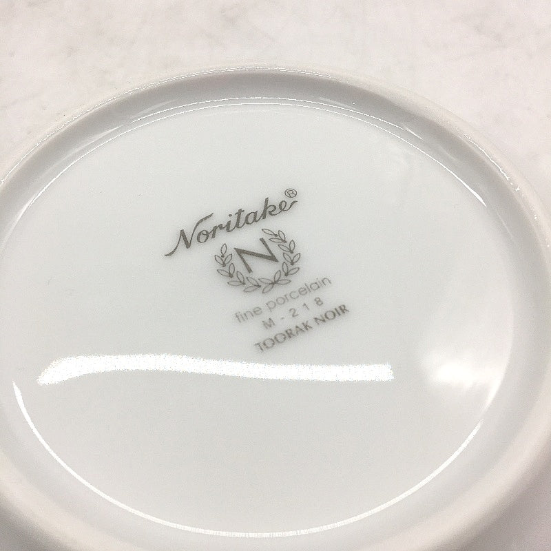 Noritake 4 x Toorak Noir Fruit Saucers White With Black & Silver Rim 14cm NEW