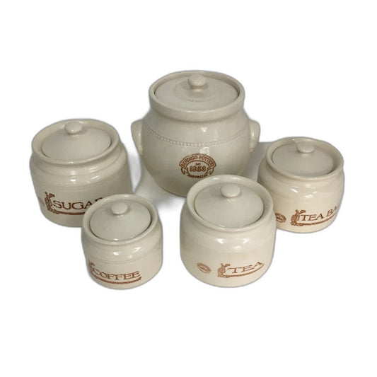 Bendigo Australian Pottery 5Pc Cream Traditional Style Cookie Jar & Canister Set