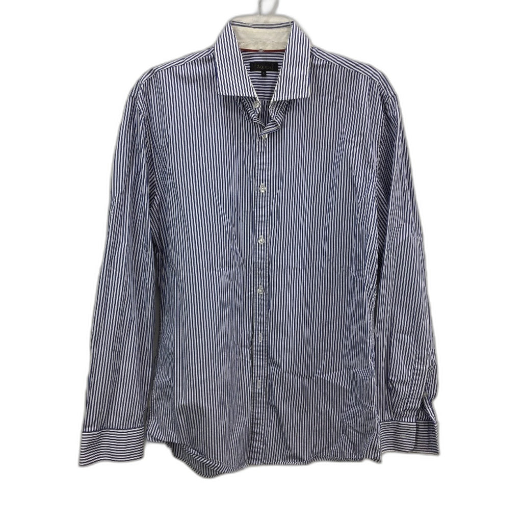 Aquila 100% Cotton Blue Stripe Long Sleeve Classic Fit Shirt Mens Size L