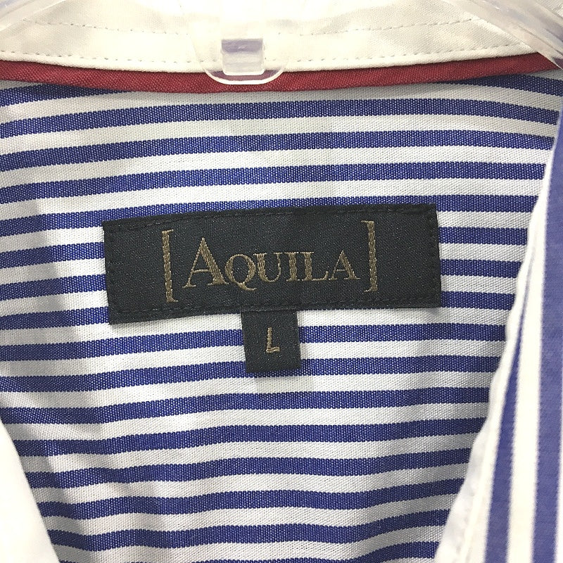 Aquila 100% Cotton Blue Stripe Long Sleeve Classic Fit Shirt Mens Size L