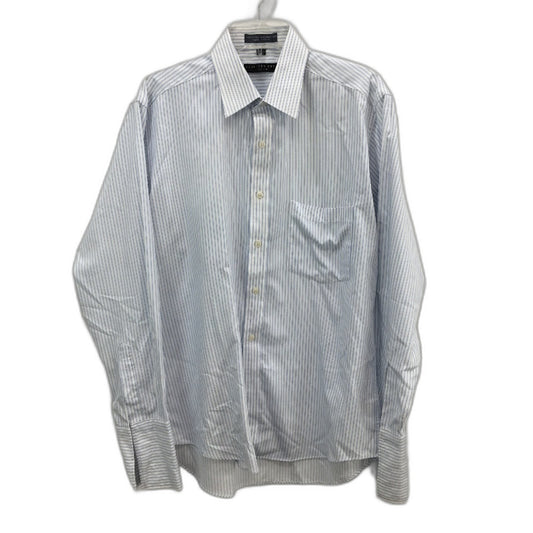 Geoffrey Beene Cotton Blend Blue Stripe L/Sleeve Dress Fitted Shirt Mens Size 41