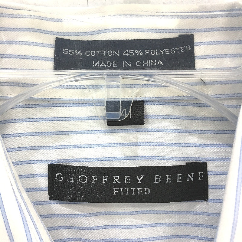 Geoffrey Beene Cotton Blend Blue Stripe L/Sleeve Dress Fitted Shirt Mens Size 41