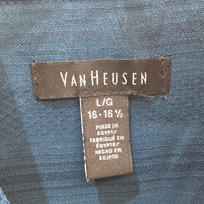 Van Heusen Teal Green Short Sleeve Egyptian Rayon Blend Casual Shirt Mens Size L