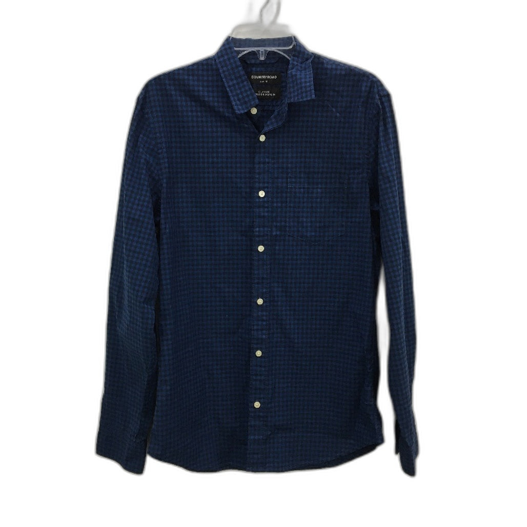 Country Road 100% Cotton Blue Check Long Sleeve Slim Fit Shirt Mens Size S