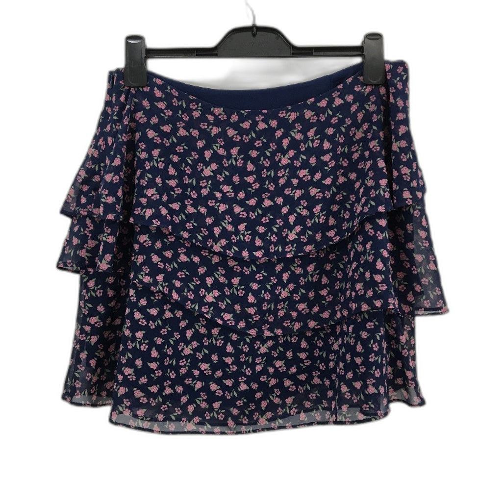 Dannii Minogue Petites Navy Blue Floral Tiered Fully Lined Skirt Ladies Size 14