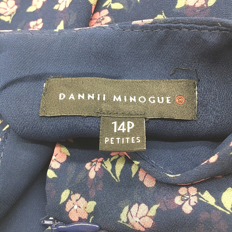 Dannii Minogue Petites Navy Blue Floral Tiered Fully Lined Skirt Ladies Size 14