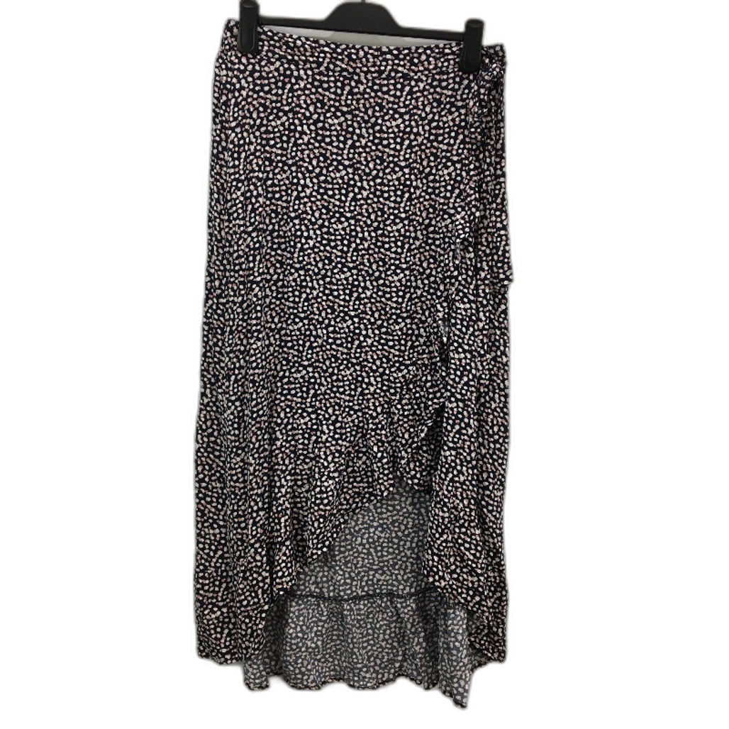 Portmans Black Spotted Viscose Elastic Waisted Lightweight Skirt Ladies Size 14