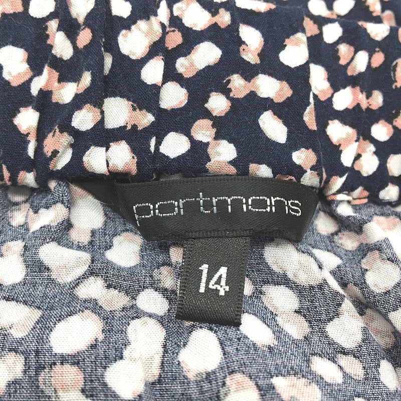 Portmans Black Spotted Viscose Elastic Waisted Lightweight Skirt Ladies Size 14