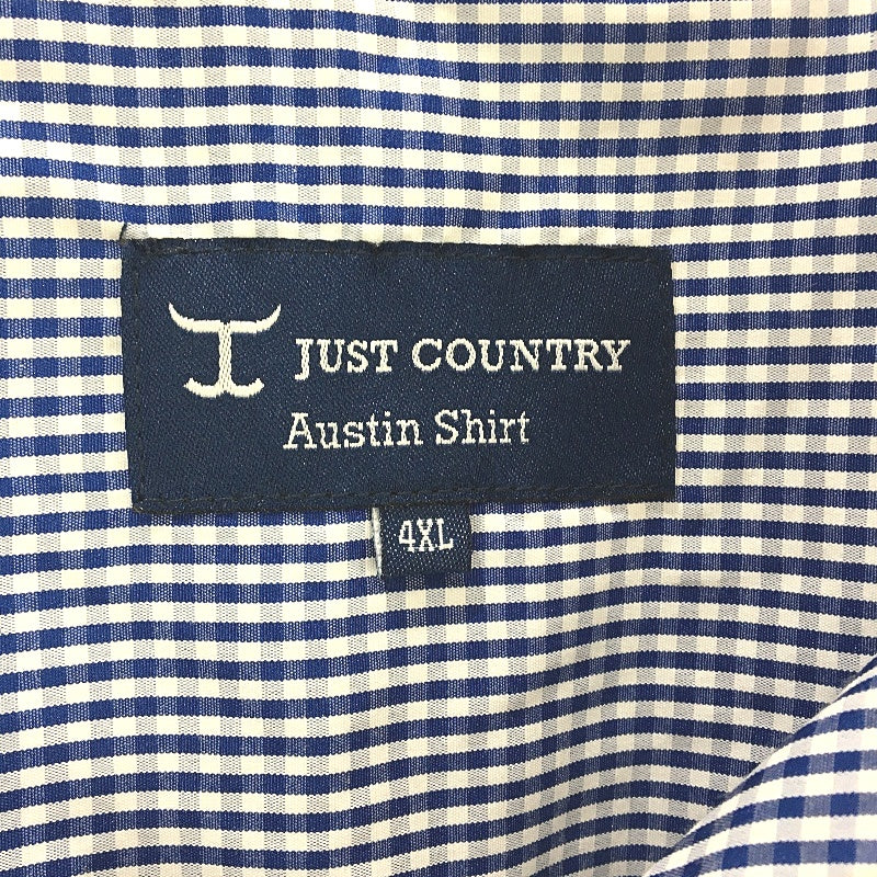 Just Country Blue Check Cotton Blend Long Sleeve Austin Shirt Mens Size 4XL NEW