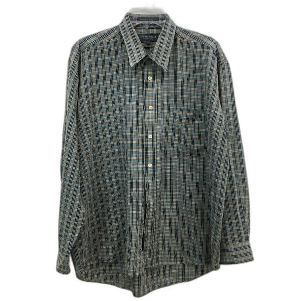 Country Club by Fletcher Jones Long Sleeve Grey & Navy Check Shirt Mens Size L