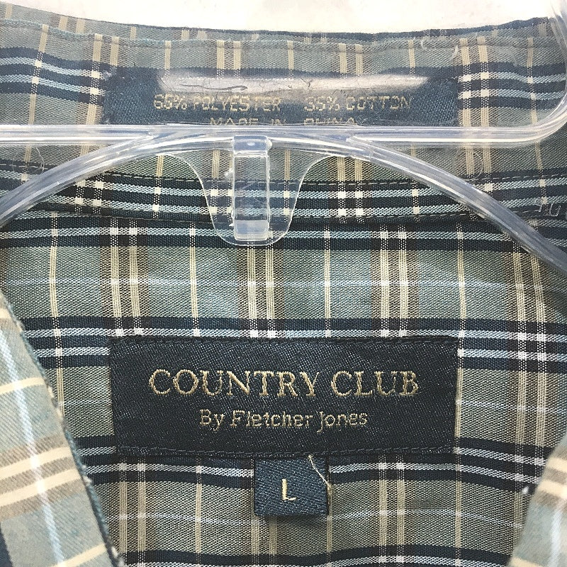 Country Club by Fletcher Jones Long Sleeve Grey & Navy Check Shirt Mens Size L
