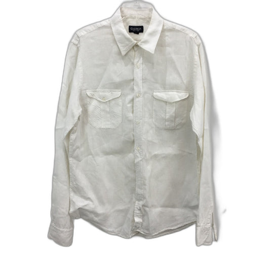 Gazman Pure Linen White Long Sleeve Shoulder Loop Feature Shirt Mens Size L