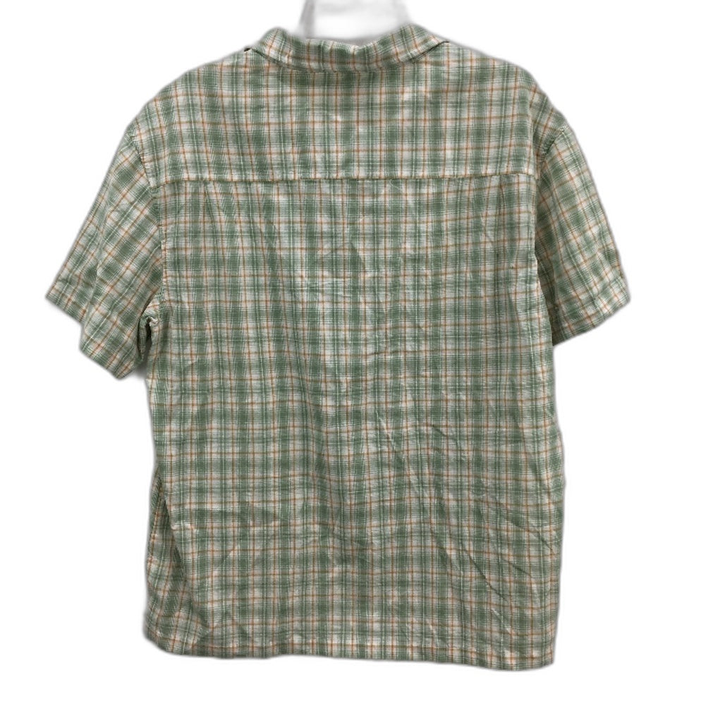 Stussy 100% Cotton Green Tan Check Short Sleeve Lightweight Shirt Mens Sze M NEW
