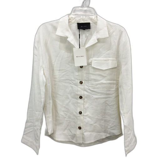 Mix & Max White Helena Wide Style Collard Button Up Shirt Ladies Size Small NEW