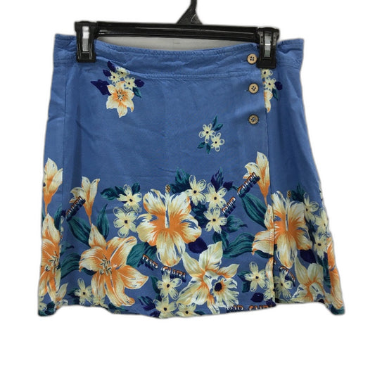 Rip Curl Blue With Large Floral Print Soft Rayon Short Skirt Ladies Size 12