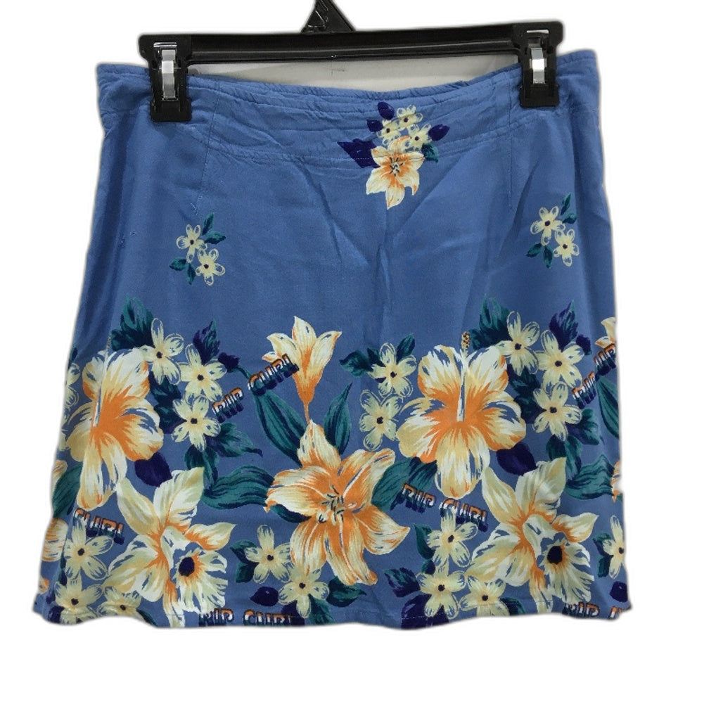 Rip Curl Blue With Large Floral Print Soft Rayon Short Skirt Ladies Size 12