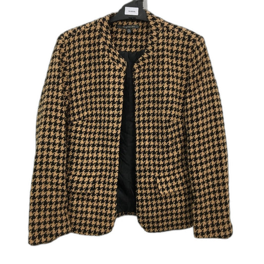 Liz Jordan Brown & Black Knit Weave Houndstooth Pattern Blazer Ladies Size 12