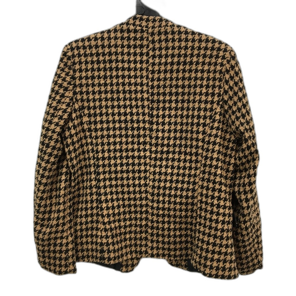 Liz Jordan Brown & Black Knit Weave Houndstooth Pattern Blazer Ladies Size 12