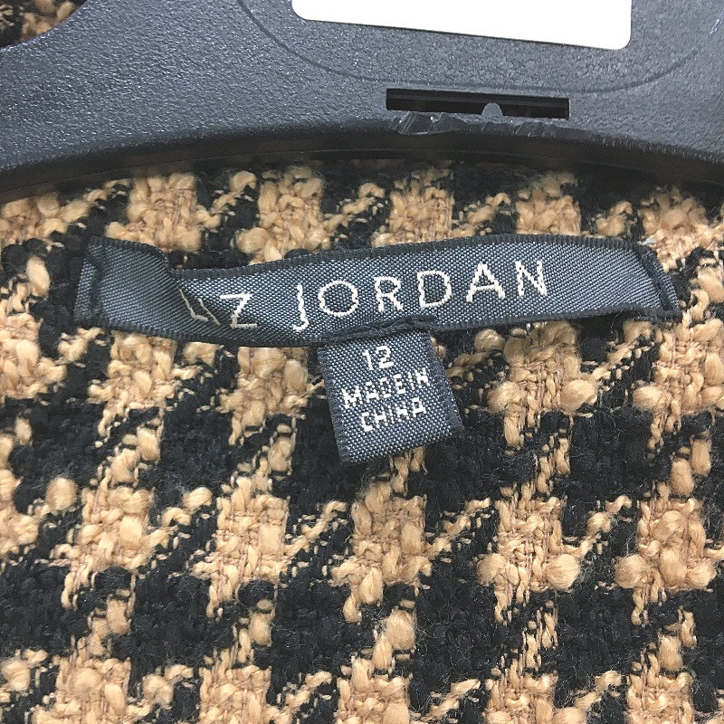 Liz Jordan Brown & Black Knit Weave Houndstooth Pattern Blazer Ladies Size 12