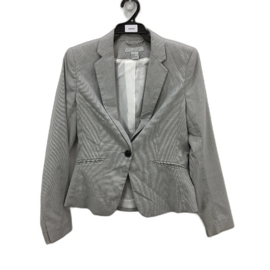H&M Grey Mini Check Long Sleeve Single Button Blazer Jacket Ladies Size EU34 US4
