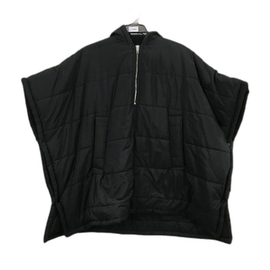 Seed Heritage Black Puffer Square Quarter Zip Hooded Poncho Coat Ladies OSFM