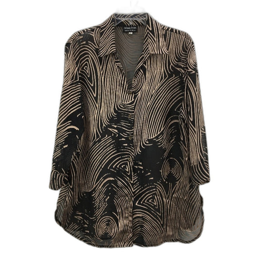 Cristy Deon Made In Australia Bronze Effect Sheer Long Shirt Ladies Size 18