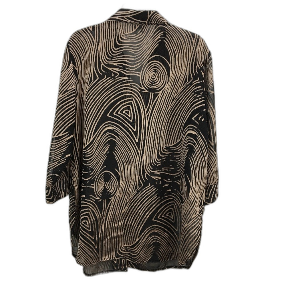 Cristy Deon Made In Australia Bronze Effect Sheer Long Shirt Ladies Size 18