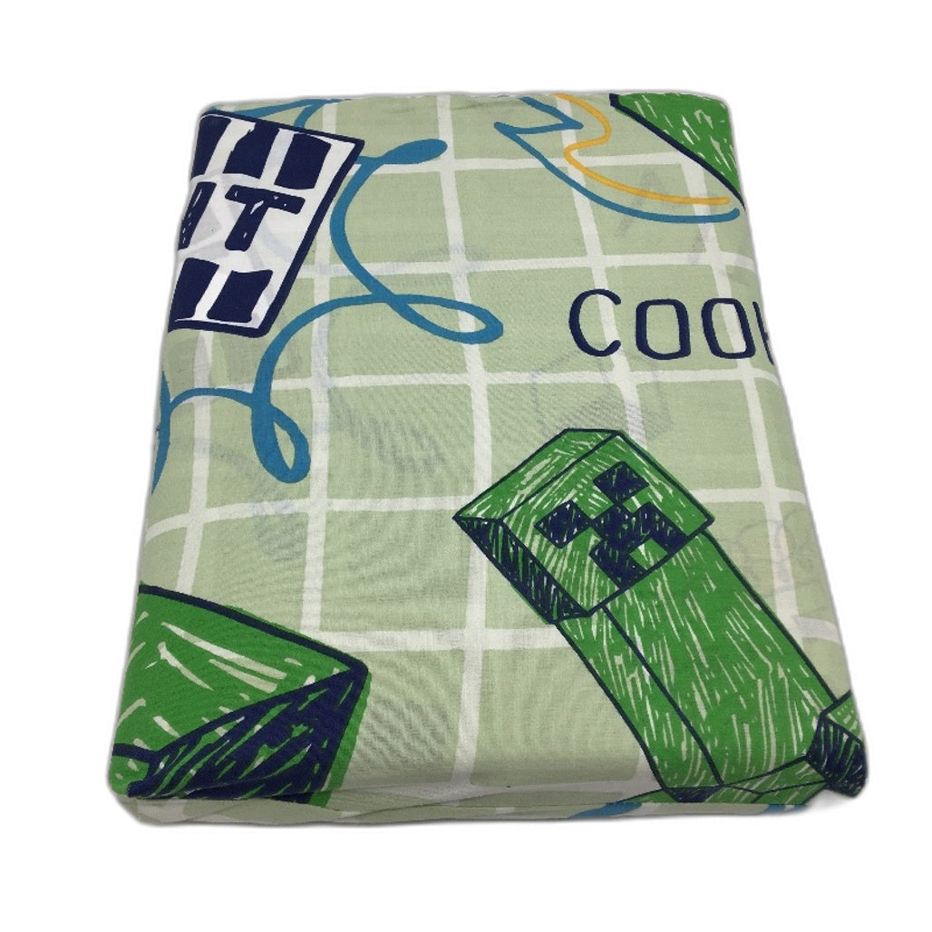 Minecraft Cotton Mint Green Reversible Quilt Cover Set DOUBLE Bed NEW
