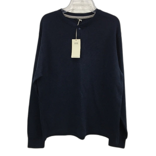 KDS Design Navy Blue Textured Waffle Long Sleeve Top Mens Size M NEW