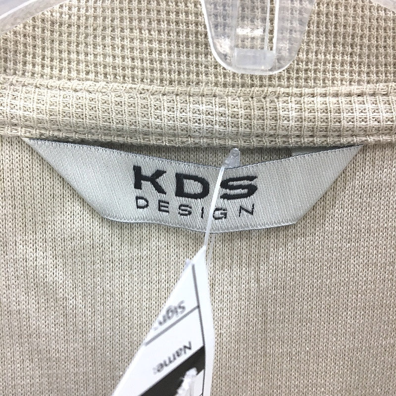 KDS Design Beige Textured Waffle Short Sleeve Button Up Top Mens Size M NEW