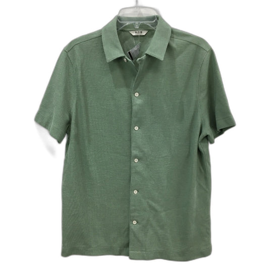 KDS Design Moss Green Textured Waffle Short Sleeve Button Up Top Mens Size M NEW