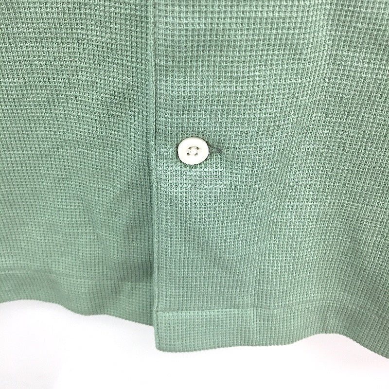 KDS Design Moss Green Textured Waffle Short Sleeve Button Up Top Mens Size M NEW