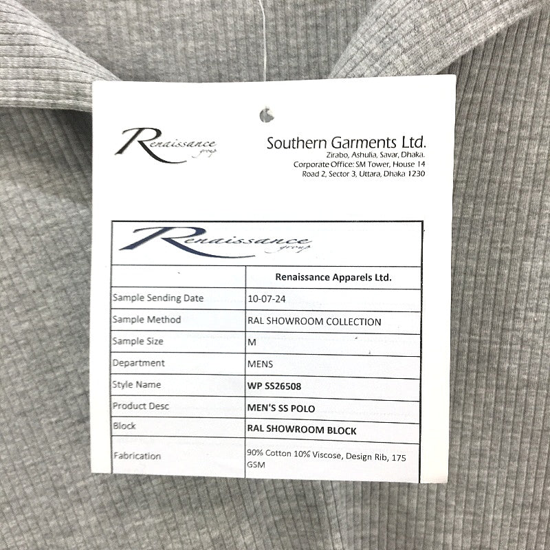 Renaissance Apparel Cotton Blend Grey Marle Ribbed Light TShirt Mens Size M NEW