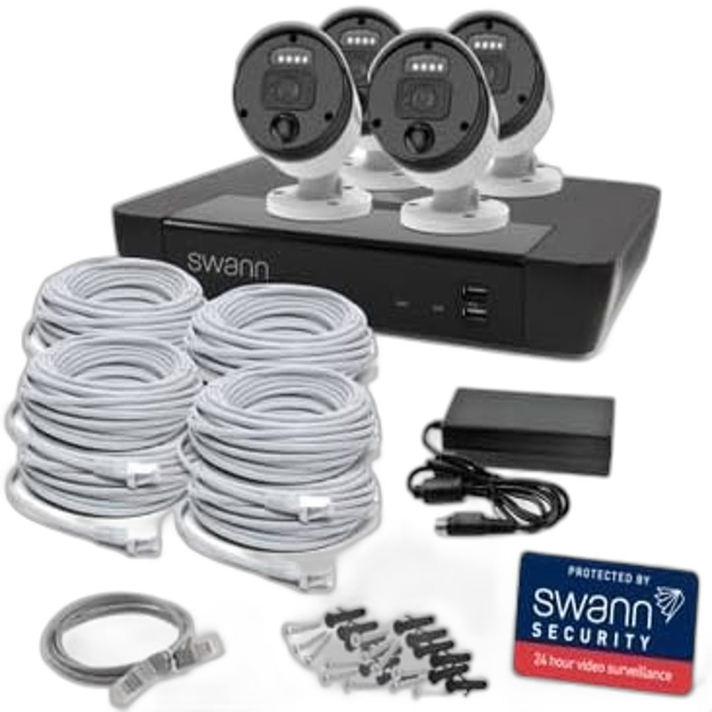 Swann Master-Series Wired 4 Bullet Cam 4K NVR Security Camera System NEW