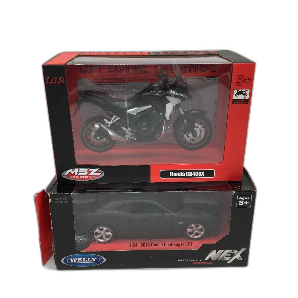 MSZ Welly 1:12 Scale Honda CB400X and 1:24 2013 Dodge Challenger Model Car NEW