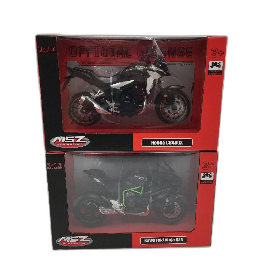 MSZ 1:12 Scale Honda CB400X and Kawasaki Ninja H2R Die Cast Model Bikes NEW