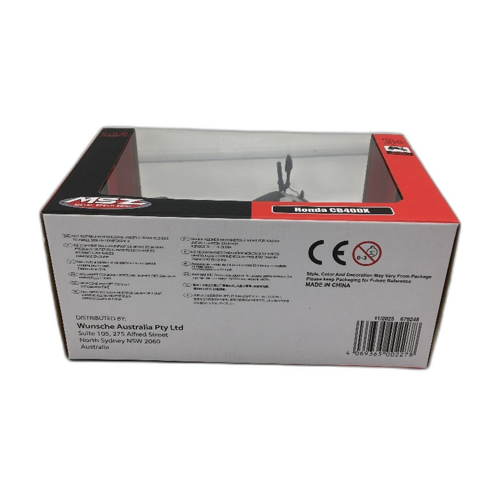 MSZ 1:12 Scale Honda CB400X and Kawasaki Ninja H2R Die Cast Model Bikes NEW