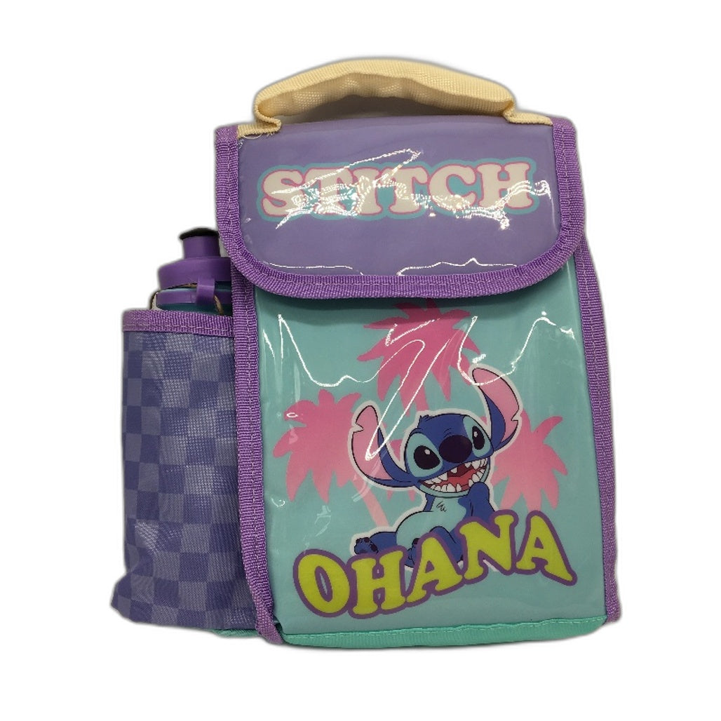 Stitch Ohana 3 PCS Lunch Set Sandwich Container Water Bottle & Lunch Bag NEW