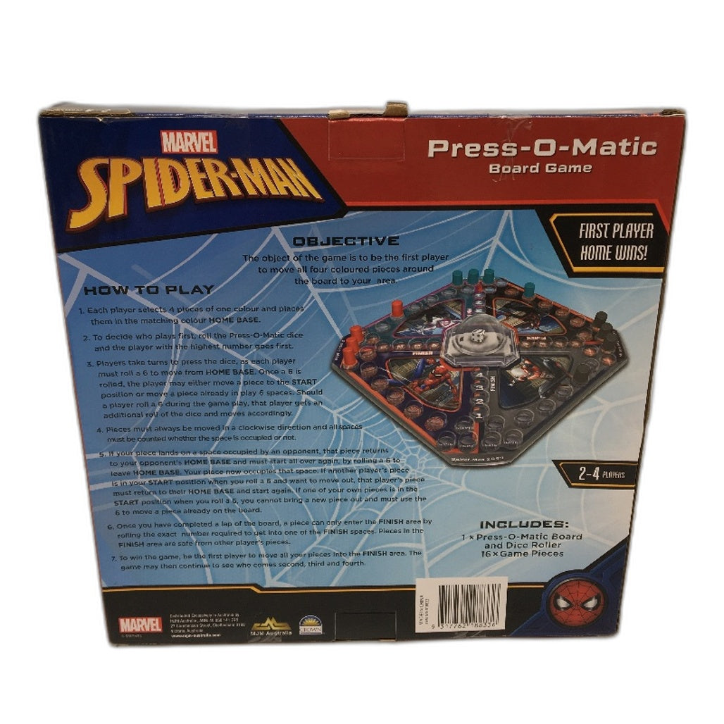 Marvel Spider-Man Press-O-Matic Boardgame and Size 7 Toddler Shoes Bundle NEW