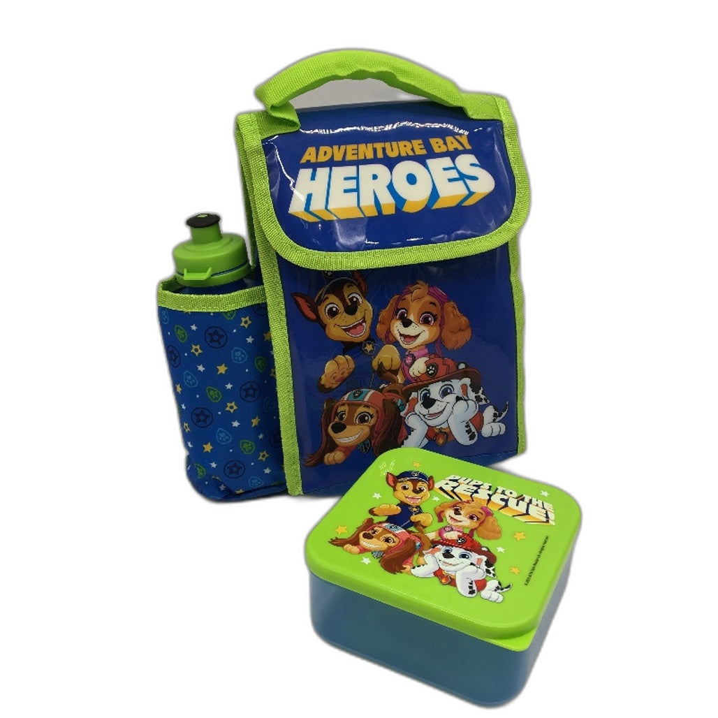 Paw Patrol 3 PCS Lunch Set Sandwich Container Water Bottle & Lunch Bag NEW