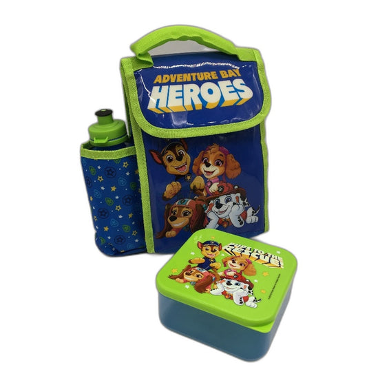 Paw Patrol 3 PCS Lunch Set Sandwich Container Water Bottle & Lunch Bag NEW