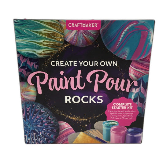 Hinkler CraftMaker DIY Paint Pour Rocks Complete Starter Art Kit NEW