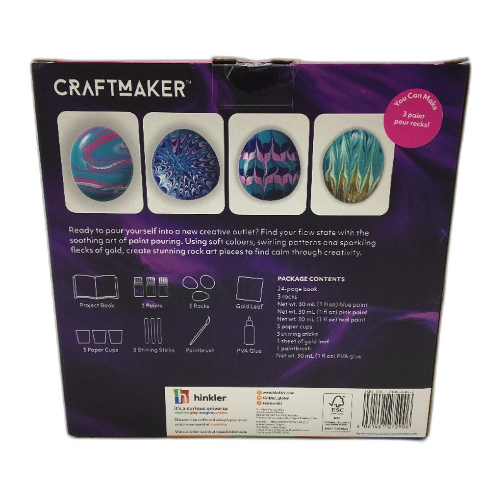 Hinkler CraftMaker DIY Paint Pour Rocks Complete Starter Art Kit NEW