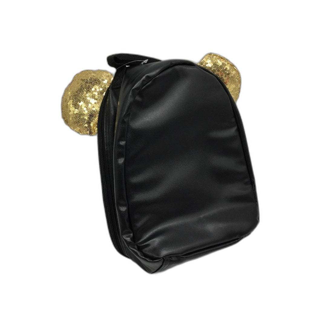 Disney Minnie Mouse Plush Toy and Black Sequined Insulated Lunch Bag Bundle NEW