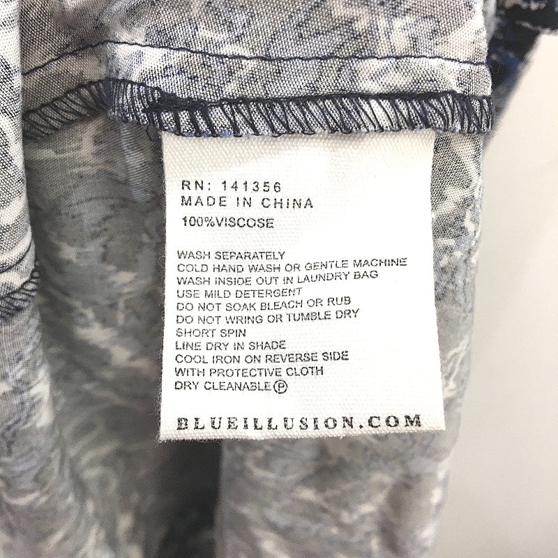 Blue Illusion Abstract Animal Print Navy Midi Shirt Dress Ladies Size Small