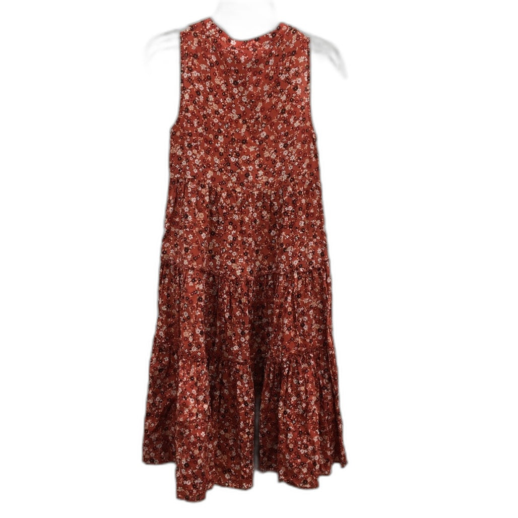 Country Road Floral Frilly Red Sleeveless Cotton Midi Dress Girls Size 4
