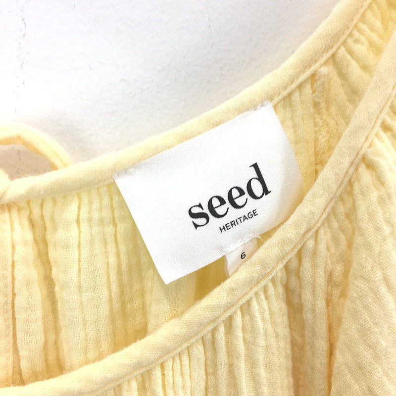 Seed Heritage Muslin Pastel Yellow Boxy Cotton Mini Dress Ladies Size 6